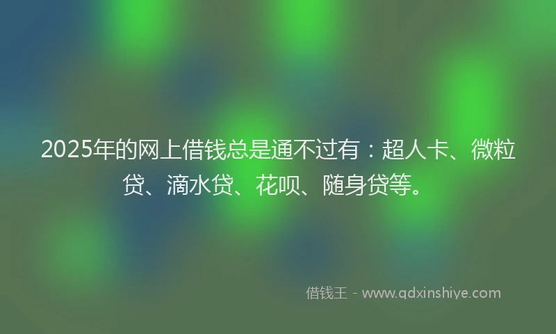 2025年的网上借钱总是通不过有：超人卡、微粒贷、滴水贷、花呗、随身贷等。
