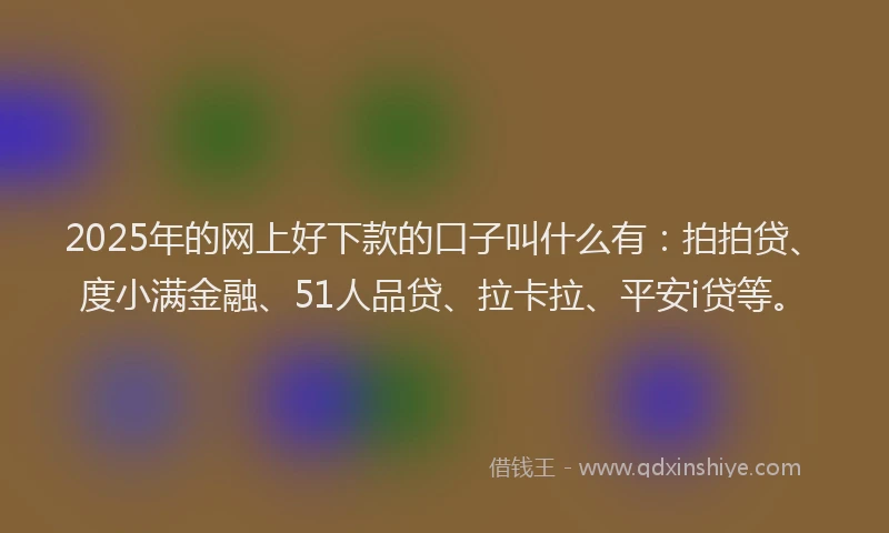 2025年的网上好下款的口子叫什么有：拍拍贷、度小满金融、51人品贷、拉卡拉、平安i贷等。