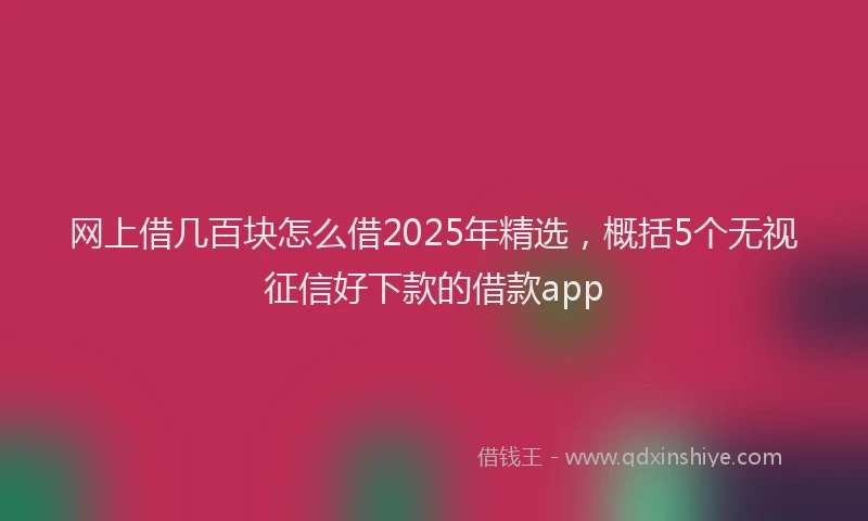 网上借几百块怎么借2025年精选，概括5个无视征信好下款的借款app