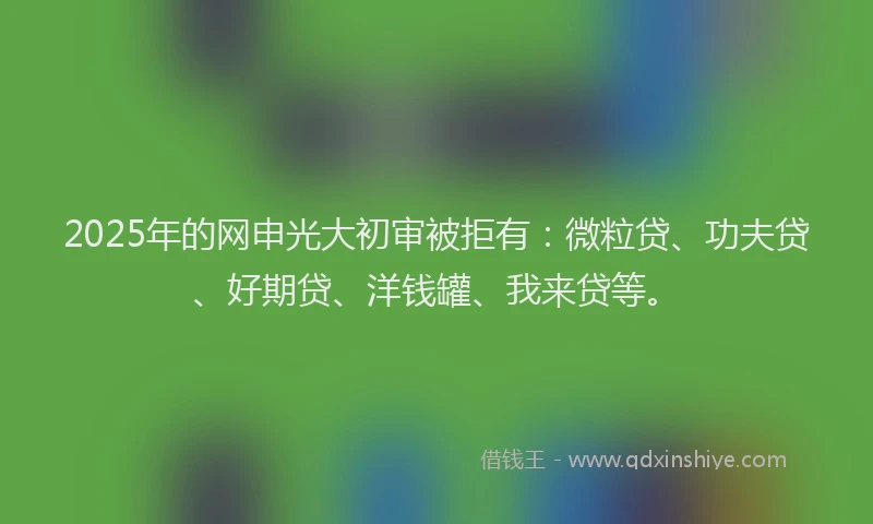 2025年的网申光大初审被拒有：微粒贷、功夫贷、好期贷、洋钱罐、我来贷等。