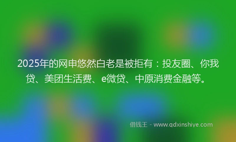 2025年的网申悠然白老是被拒有：投友圈、你我贷、美团生活费、e微贷、中原消费金融等。
