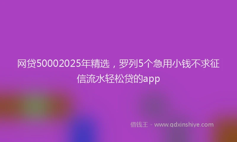 网贷50002025年精选，罗列5个急用小钱不求征信流水轻松贷的app