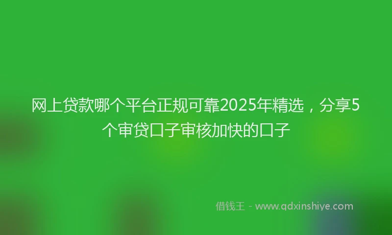 网上贷款哪个平台正规可靠2025年精选，分享5个审贷口子审核加快的口子
