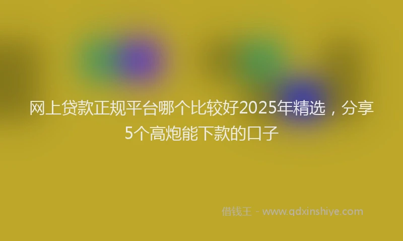 网上贷款正规平台哪个比较好2025年精选，分享5个高炮能下款的口子