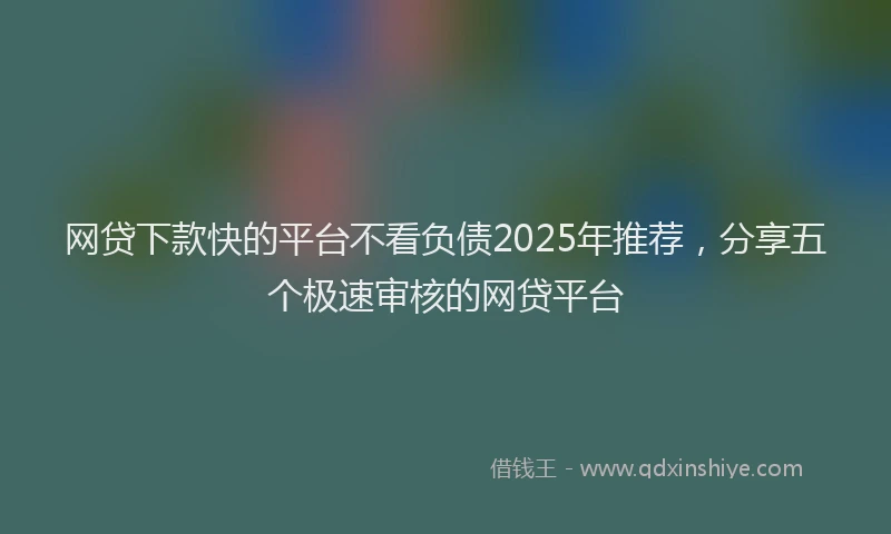 网贷下款快的平台不看负债2025年推荐，分享五个极速审核的网贷平台