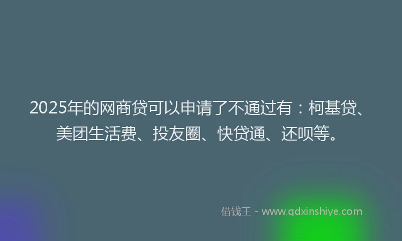 2025年的网商贷可以申请了不通过有：柯基贷、美团生活费、投友圈、快贷通、还呗等。