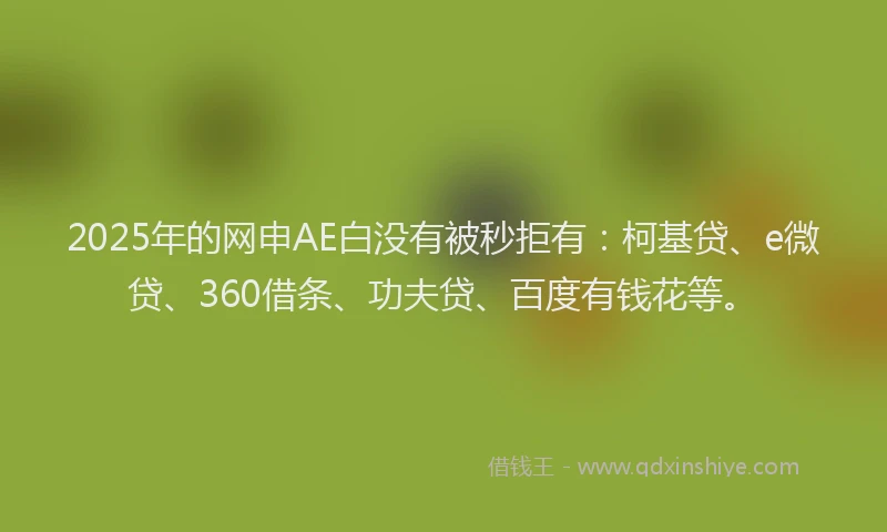 2025年的网申AE白没有被秒拒有：柯基贷、e微贷、360借条、功夫贷、百度有钱花等。