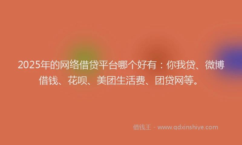 2025年的网络借贷平台哪个好有：你我贷、微博借钱、花呗、美团生活费、团贷网等。