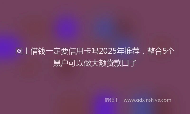 网上借钱一定要信用卡吗2025年推荐，整合5个黑户可以做大额贷款口子