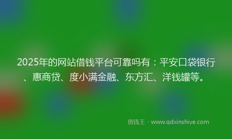 2025年的网站借钱平台可靠吗有：平安口袋银行、惠商贷、度小满金融、东方汇、洋钱罐等。