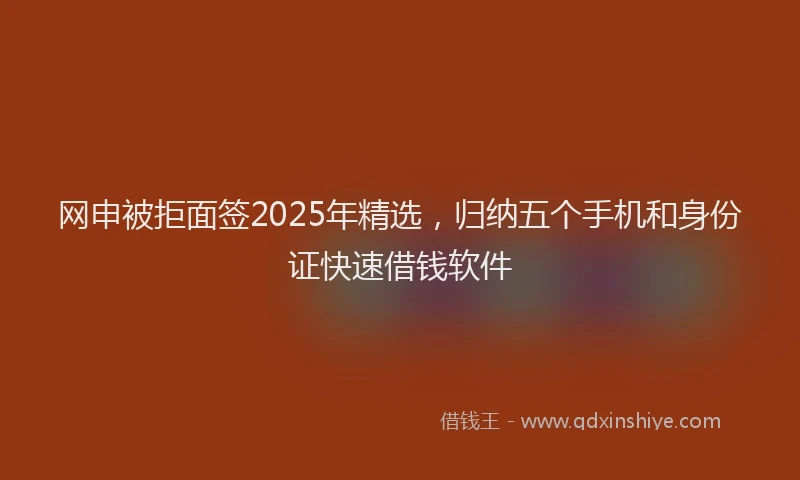网申被拒面签2025年精选，归纳五个手机和身份证快速借钱软件