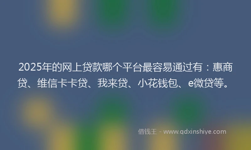 2025年的网上贷款哪个平台最容易通过有：惠商贷、维信卡卡贷、我来贷、小花钱包、e微贷等。