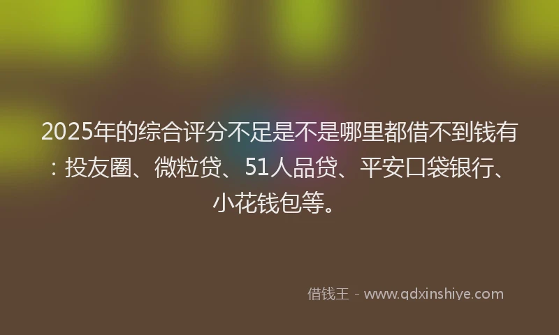 2025年的综合评分不足是不是哪里都借不到钱有：投友圈、微粒贷、51人品贷、平安口袋银行、小花钱包等。