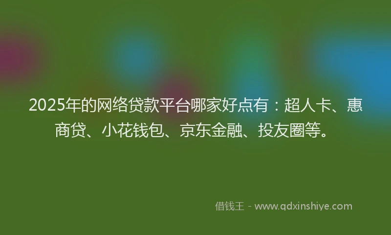 2025年的网络贷款平台哪家好点有：超人卡、惠商贷、小花钱包、京东金融、投友圈等。