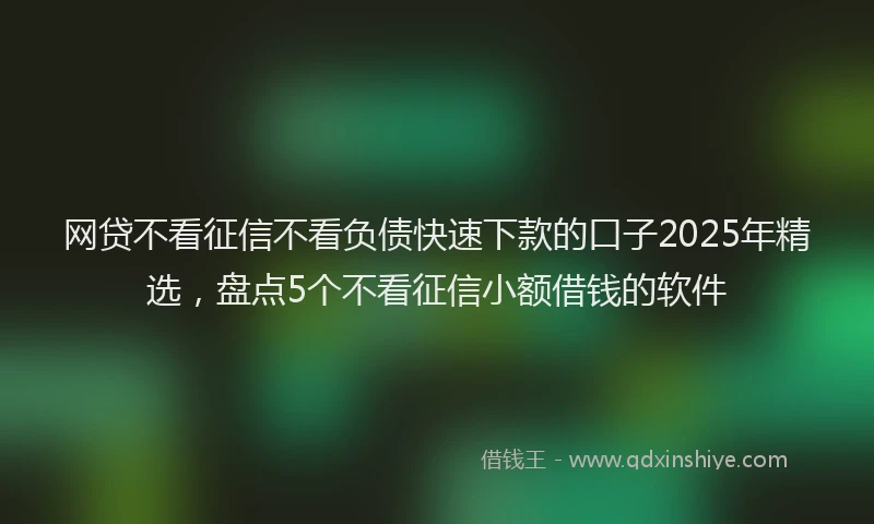 网贷不看征信不看负债快速下款的口子2025年精选，盘点5个不看征信小额借钱的软件