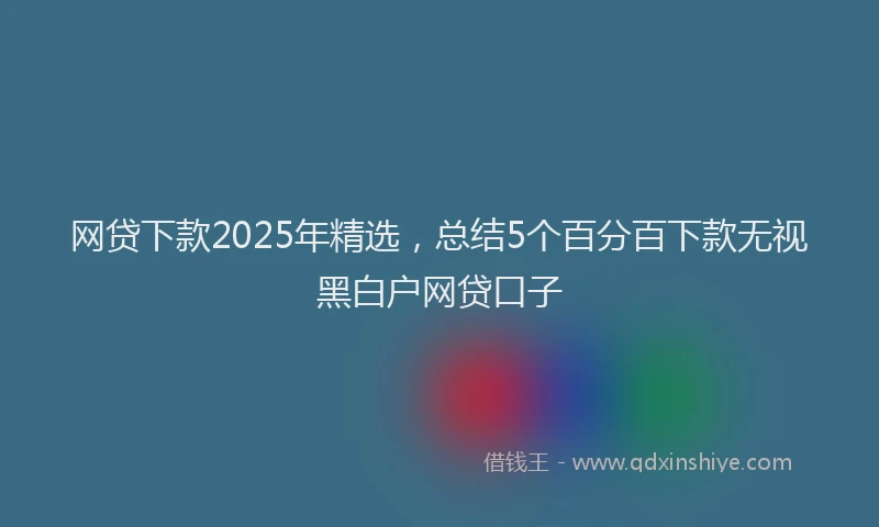 网贷下款2025年精选，总结5个百分百下款无视黑白户网贷口子