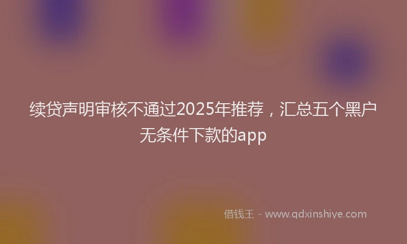 续贷声明审核不通过2025年推荐，汇总五个黑户无条件下款的app