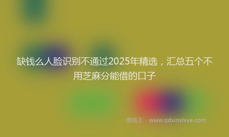 缺钱么人脸识别不通过2025年精选，汇总五个不用芝麻分能借的口子