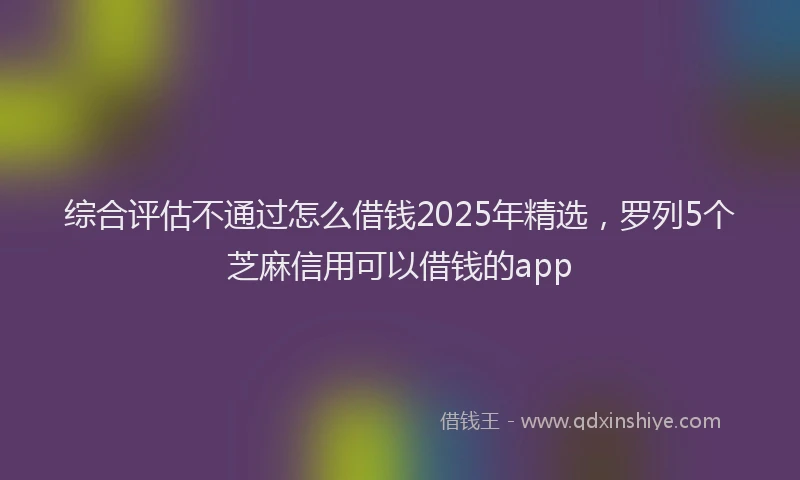 综合评估不通过怎么借钱2025年精选，罗列5个芝麻信用可以借钱的app