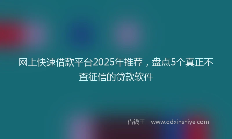 网上快速借款平台2025年推荐，盘点5个真正不查征信的贷款软件
