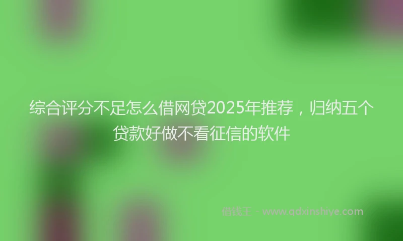 综合评分不足怎么借网贷2025年推荐，归纳五个贷款好做不看征信的软件