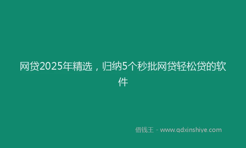 网贷2025年精选，归纳5个秒批网贷轻松贷的软件