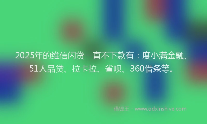 2025年的维信闪贷一直不下款有：度小满金融、51人品贷、拉卡拉、省呗、360借条等。