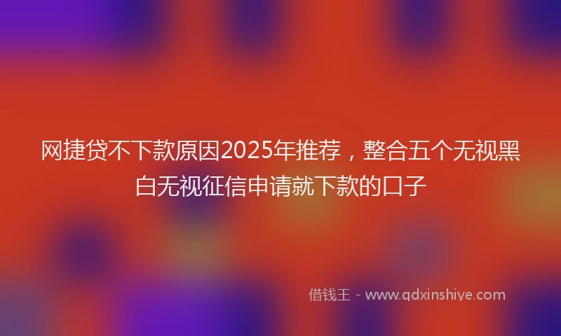 网捷贷不下款原因2025年推荐,整合五个无视黑白无视征信申请就下款的口子