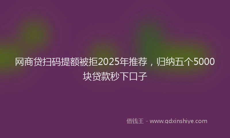 网商贷扫码提额被拒2025年推荐，归纳五个5000块贷款秒下口子