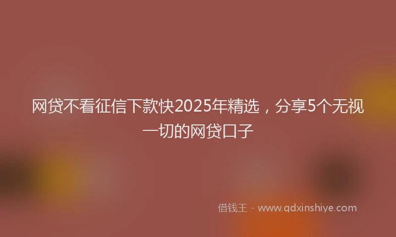 网贷不看征信下款快2025年精选，分享5个无视一切的网贷口子