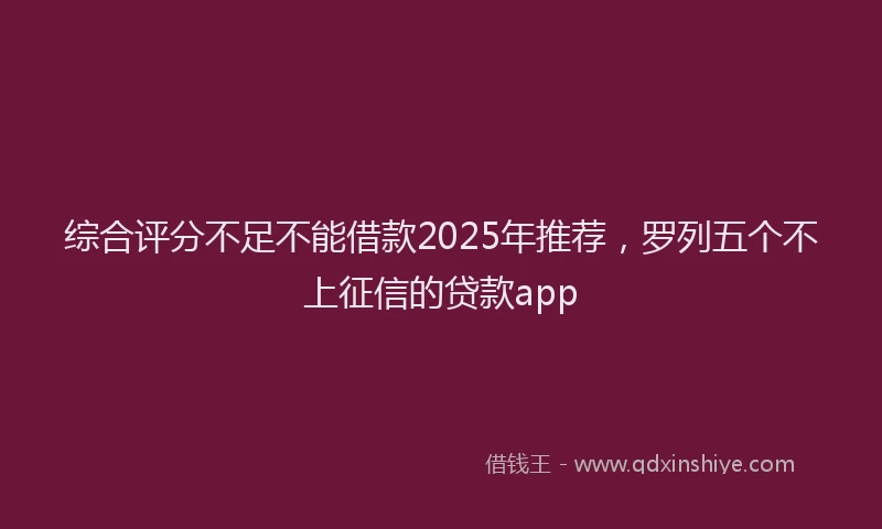 综合评分不足不能借款2025年推荐，罗列五个不上征信的贷款app