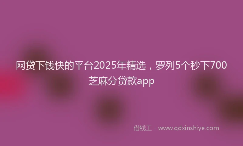 网贷下钱快的平台2025年精选，罗列5个秒下700芝麻分贷款app