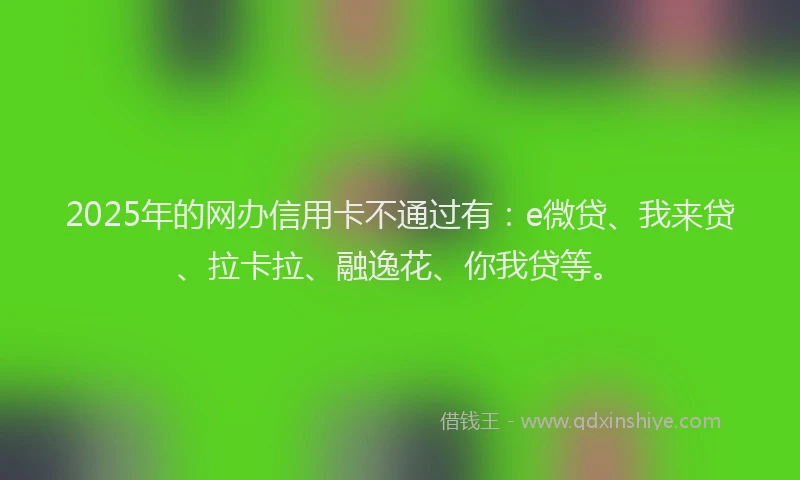 2025年的网办信用卡不通过有：e微贷、我来贷、拉卡拉、融逸花、你我贷等。
