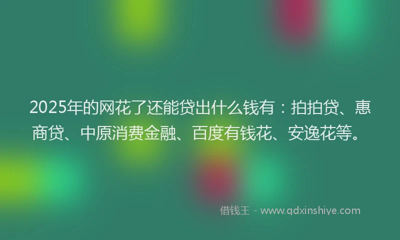 2025年的网花了还能贷出什么钱有：拍拍贷、惠商贷、中原消费金融、百度有钱花、安逸花等。