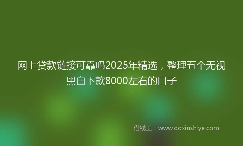 网上贷款链接可靠吗2025年精选，整理五个无视黑白下款8000左右的口子