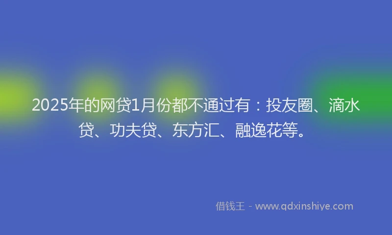2025年的网贷1月份都不通过有:投友圈、滴水贷、功夫贷、东方汇、融逸花等。