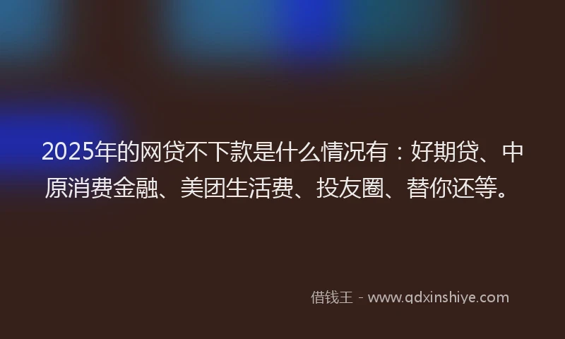 2025年的网贷不下款是什么情况有：好期贷、中原消费金融、美团生活费、投友圈、替你还等。