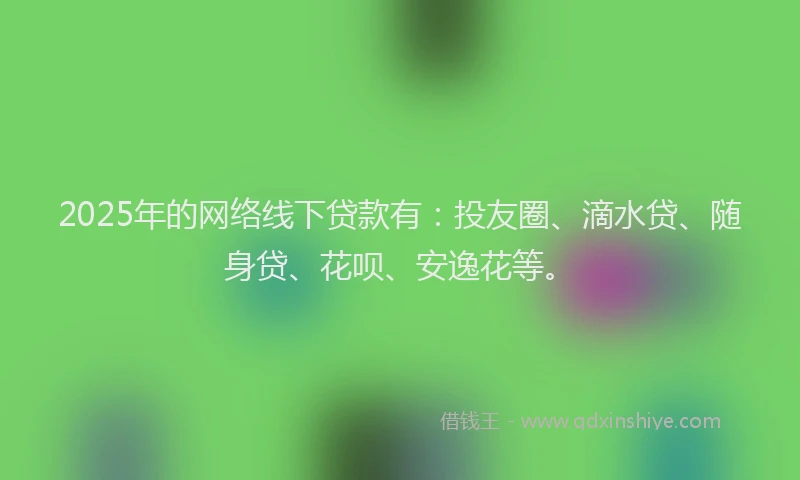 2025年的网络线下贷款有：投友圈、滴水贷、随身贷、花呗、安逸花等。