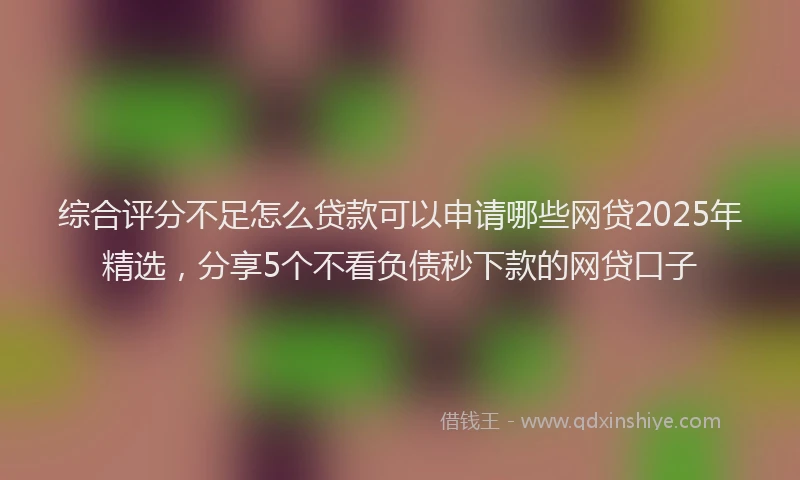 综合评分不足怎么贷款可以申请哪些网贷2025年精选，分享5个不看负债秒下款的网贷口子