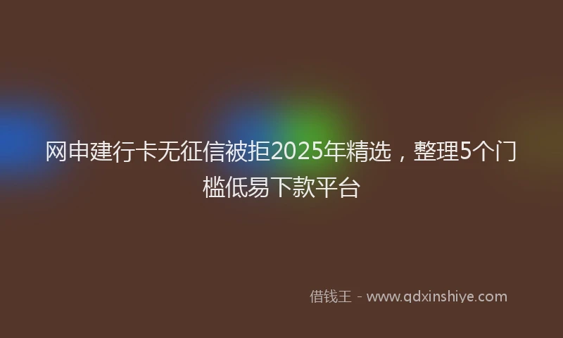 网申建行卡无征信被拒2025年精选，整理5个门槛低易下款平台