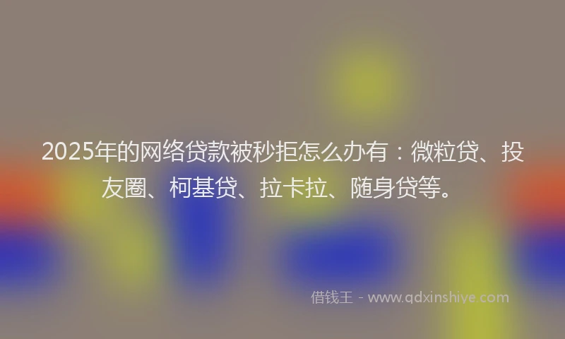 2025年的网络贷款被秒拒怎么办有：微粒贷、投友圈、柯基贷、拉卡拉、随身贷等。