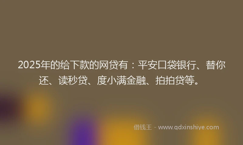 2025年的给下款的网贷有：平安口袋银行、替你还、读秒贷、度小满金融、拍拍贷等。