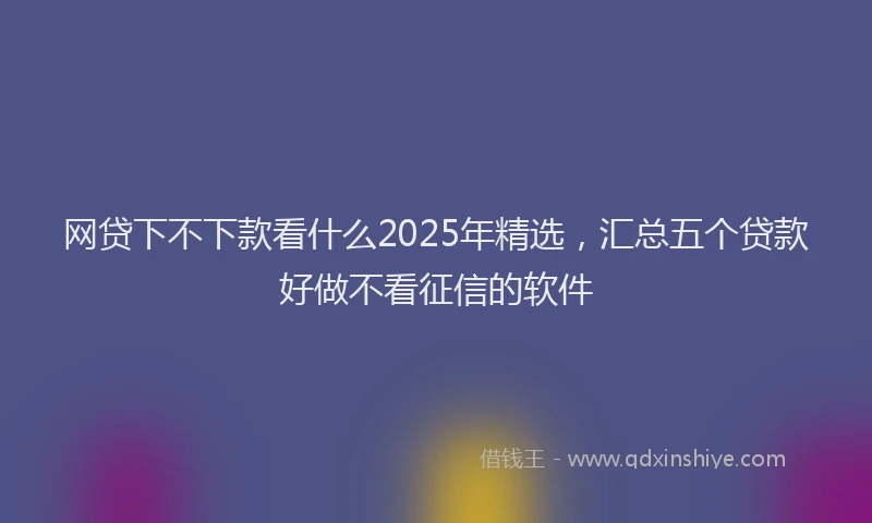 网贷下不下款看什么2025年精选，汇总五个贷款好做不看征信的软件