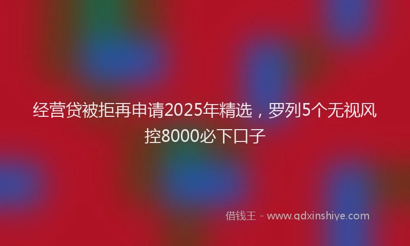 经营贷被拒再申请2025年精选，罗列5个无视风控8000必下口子