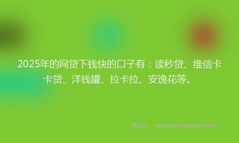 2025年的网贷下钱快的口子有：读秒贷、维信卡卡贷、洋钱罐、拉卡拉、安逸花等。