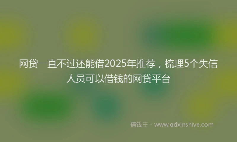 网贷一直不过还能借2025年推荐，梳理5个失信人员可以借钱的网贷平台