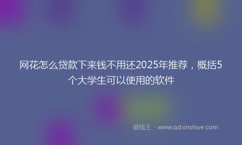 网花怎么贷款下来钱不用还2025年推荐，概括5个大学生可以使用的软件