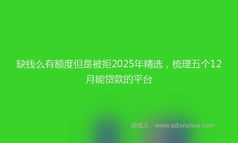 缺钱么有额度但是被拒2025年精选，梳理五个12月能贷款的平台