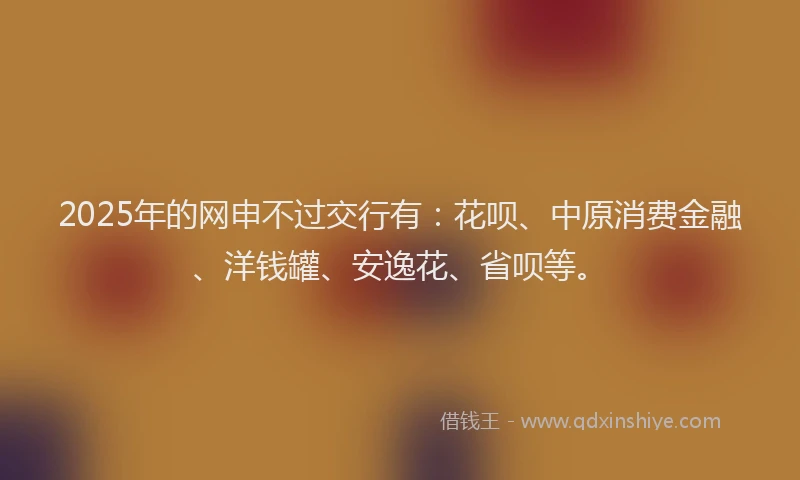 2025年的网申不过交行有：花呗、中原消费金融、洋钱罐、安逸花、省呗等。