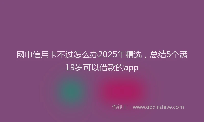 网申信用卡不过怎么办2025年精选,总结5个满19岁可以借款的app